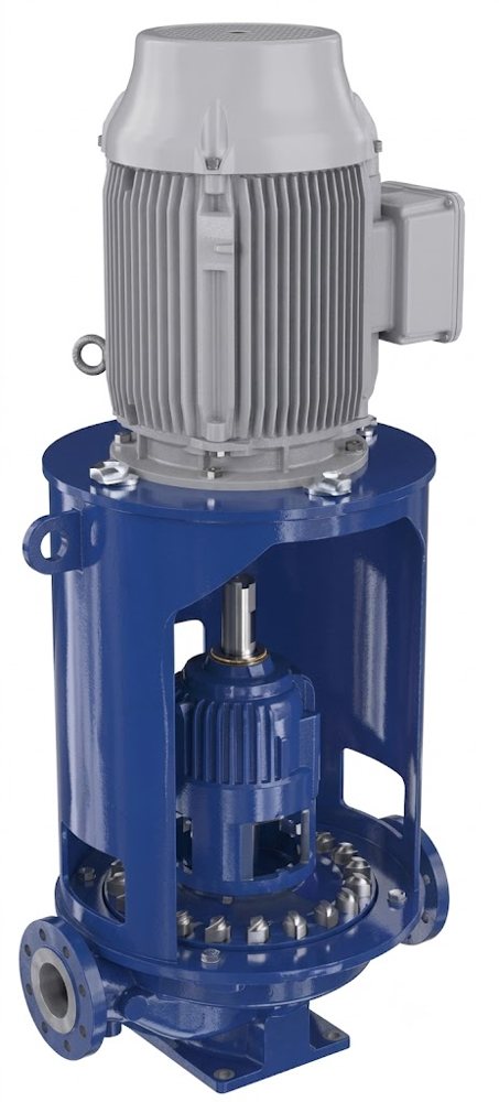 Vertical in-line pump, flexibly coupled