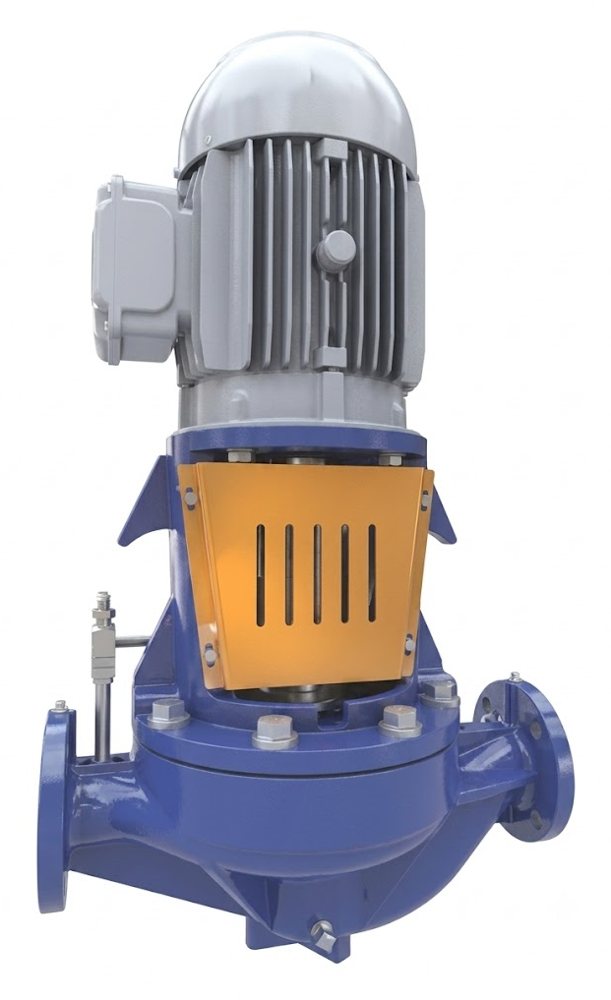 Vertical in-line pump, rigidly coupled