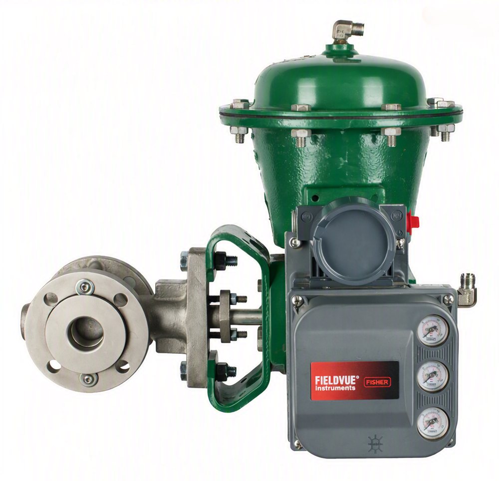 Rotary control valve with a positioner