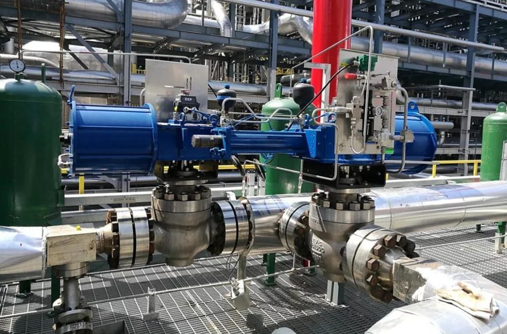 Actuated valves in a refinery