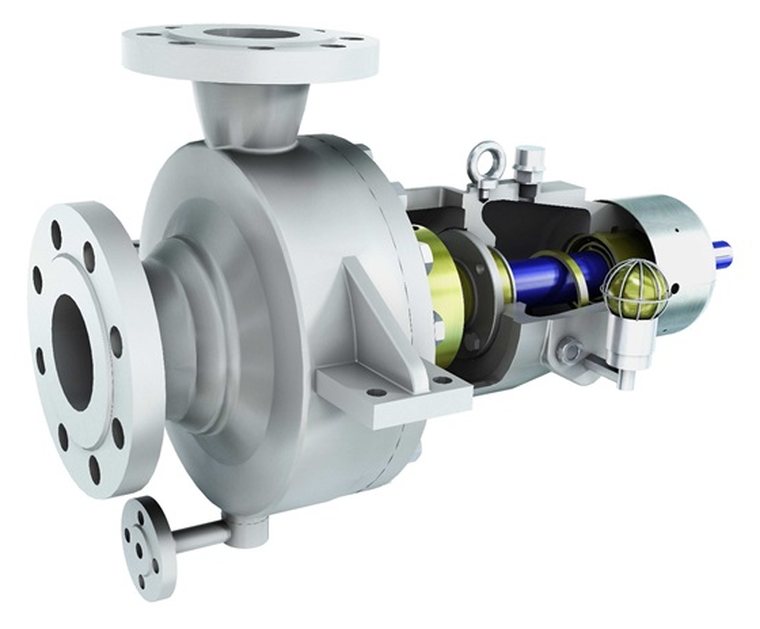 Cutaway of a canned-motor pump