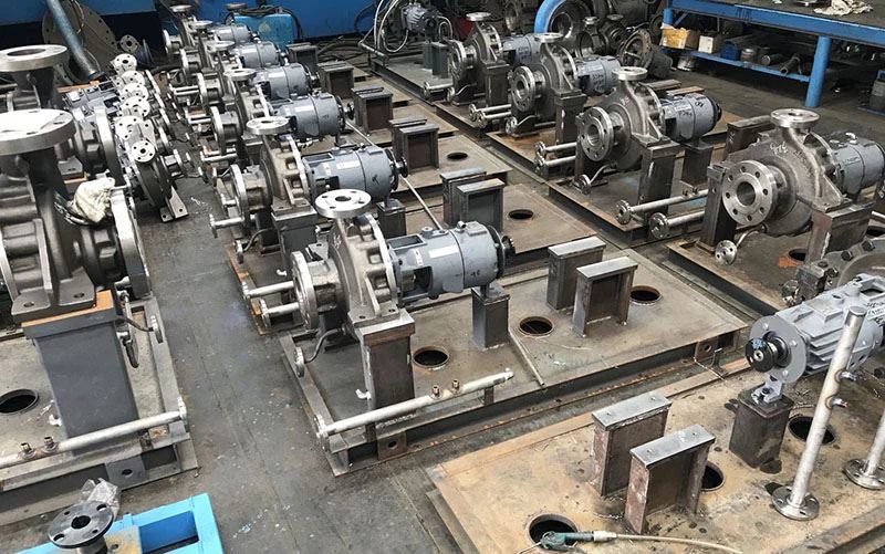 Pump assembly line at the factory