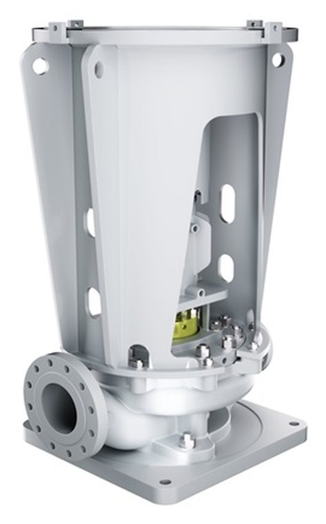 Vertical in-line pump, open lantern frame