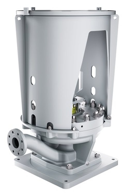 Vertical in-line pump, side view