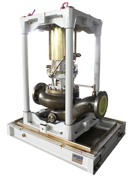 Vertical pump in a frame with cooling system